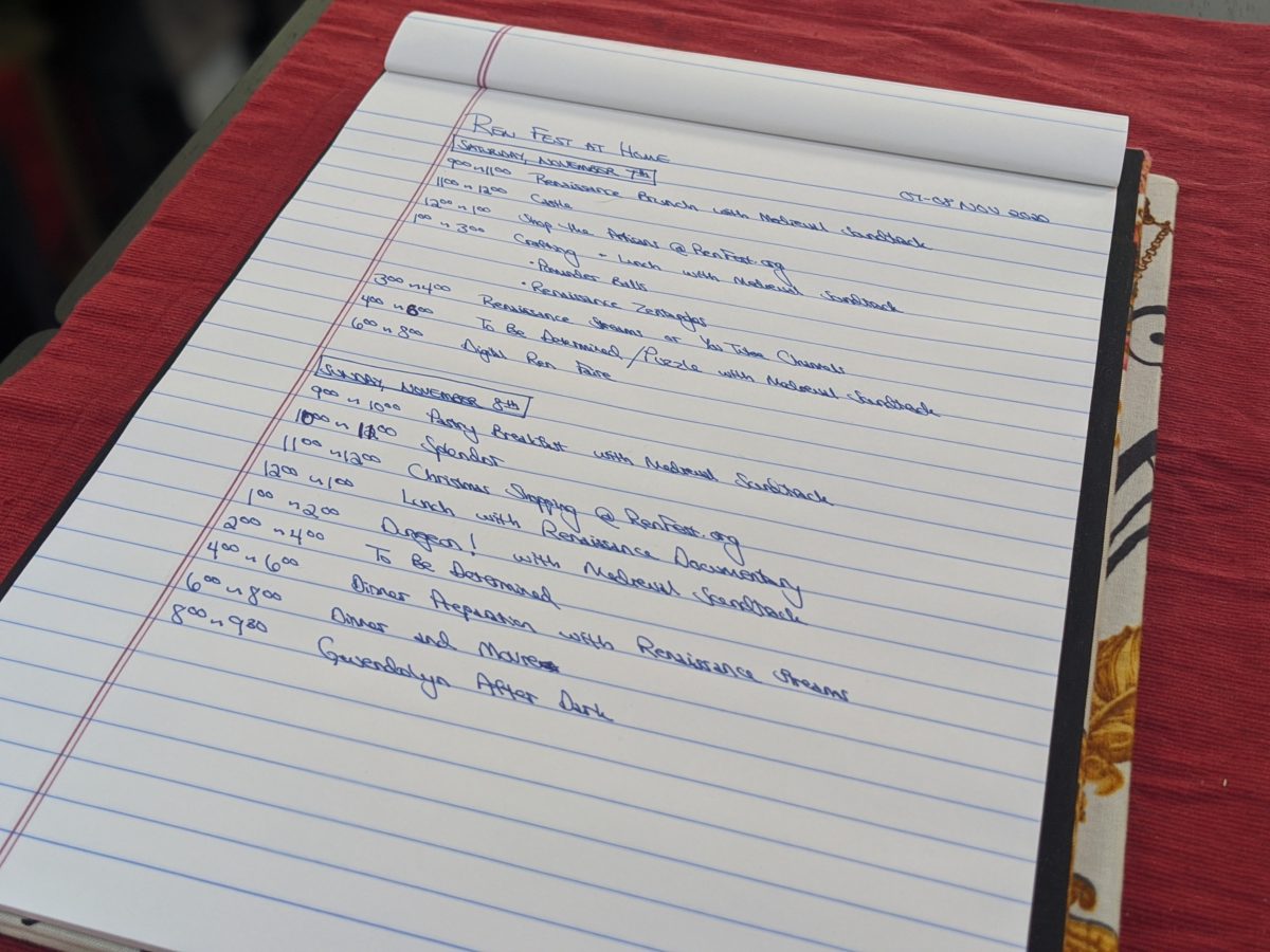 Renaissance Festival at Home Agenda: An Example Weekend