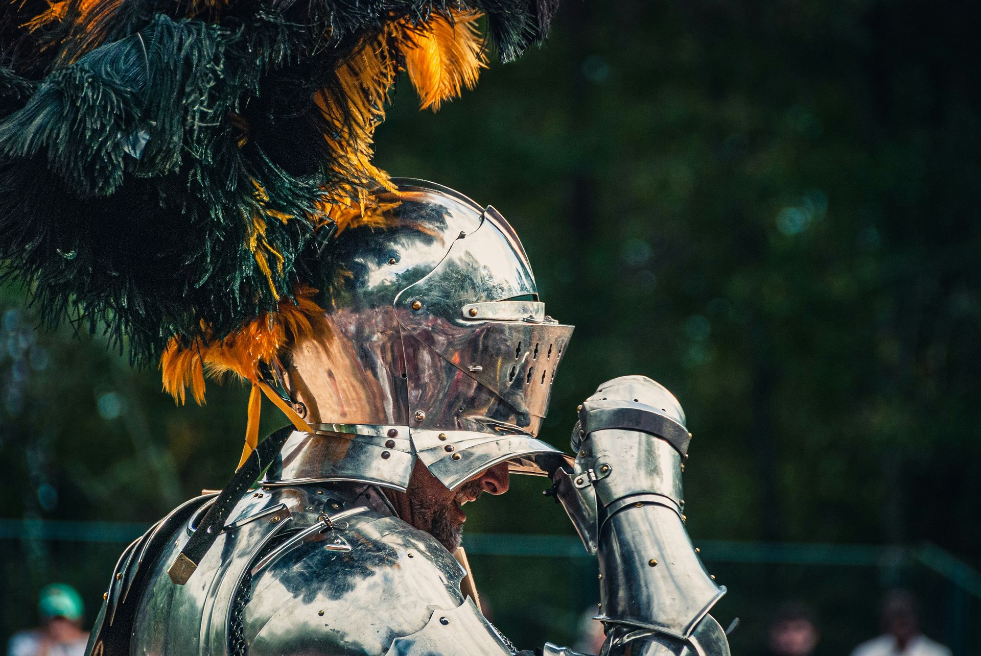 Knight in full armor at a Renaissance Festival